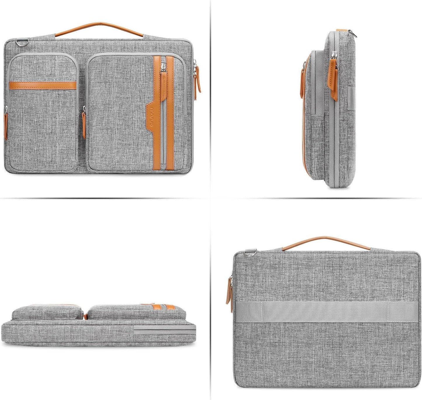 MOSISO 360 Protective Laptop Bag, 13.3 inch Computer Bag Compatible with MacBook Pro 14, HP, Dell, Asus Notebook, Side Open Messenger Bag with 2 Rectangle Zipper Pockets & Extendable Handle, Gray iMosiso