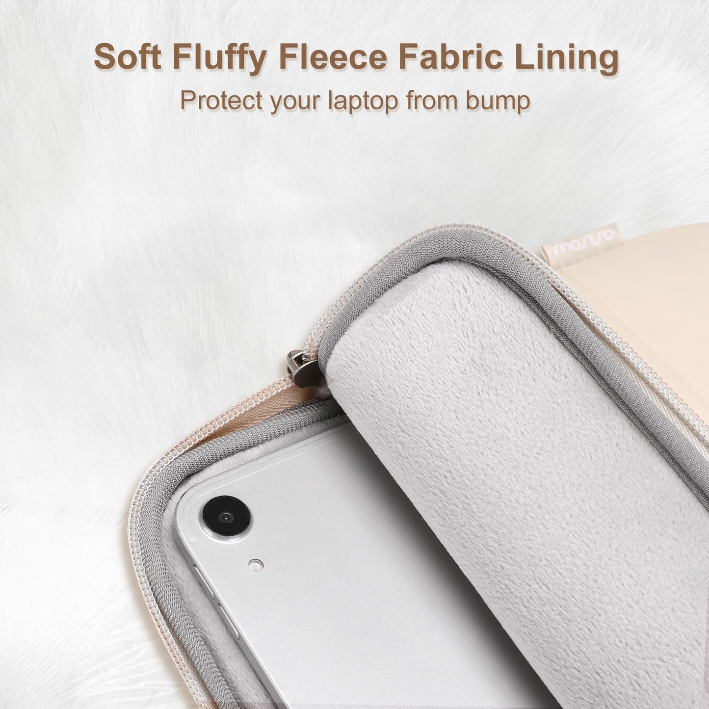 MOSISO 9-11 inch Tablet Sleeve Case for iPad A16 2025, iPad Air 11 inch M3 M2, iPad Pro 11 M4, iPad 10/9/8/7th, Galaxy Tab A9+/S9/S8/Plus 11, Rectangle Quilted Puffy Carrying Case, Sand