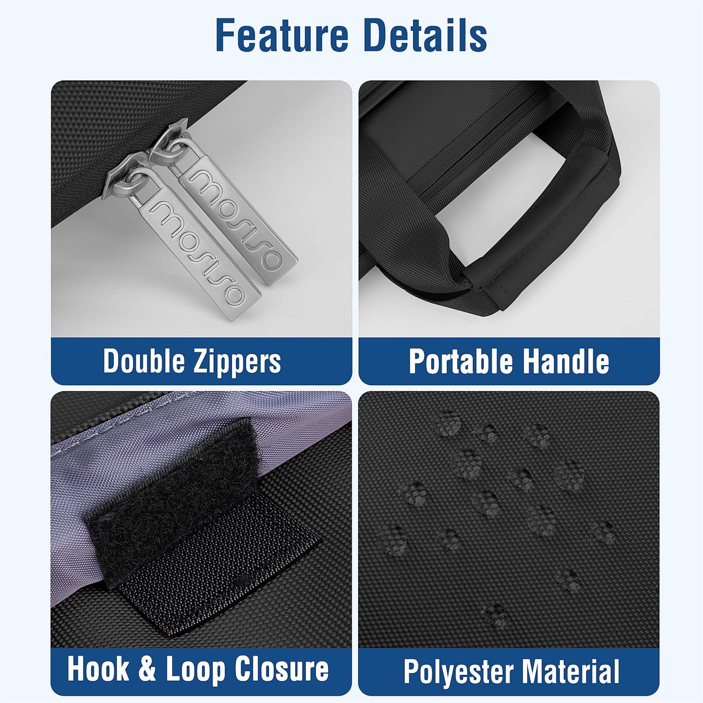 MOSISO 360 Protective Laptop Sleeve for MacBook Air/Pro 13-16 inch | Compatible with MacBook Pro 14 inch M4 M3 M2 M1 2024-2021 | Matching Color Sleeve Bag with Belt | Black