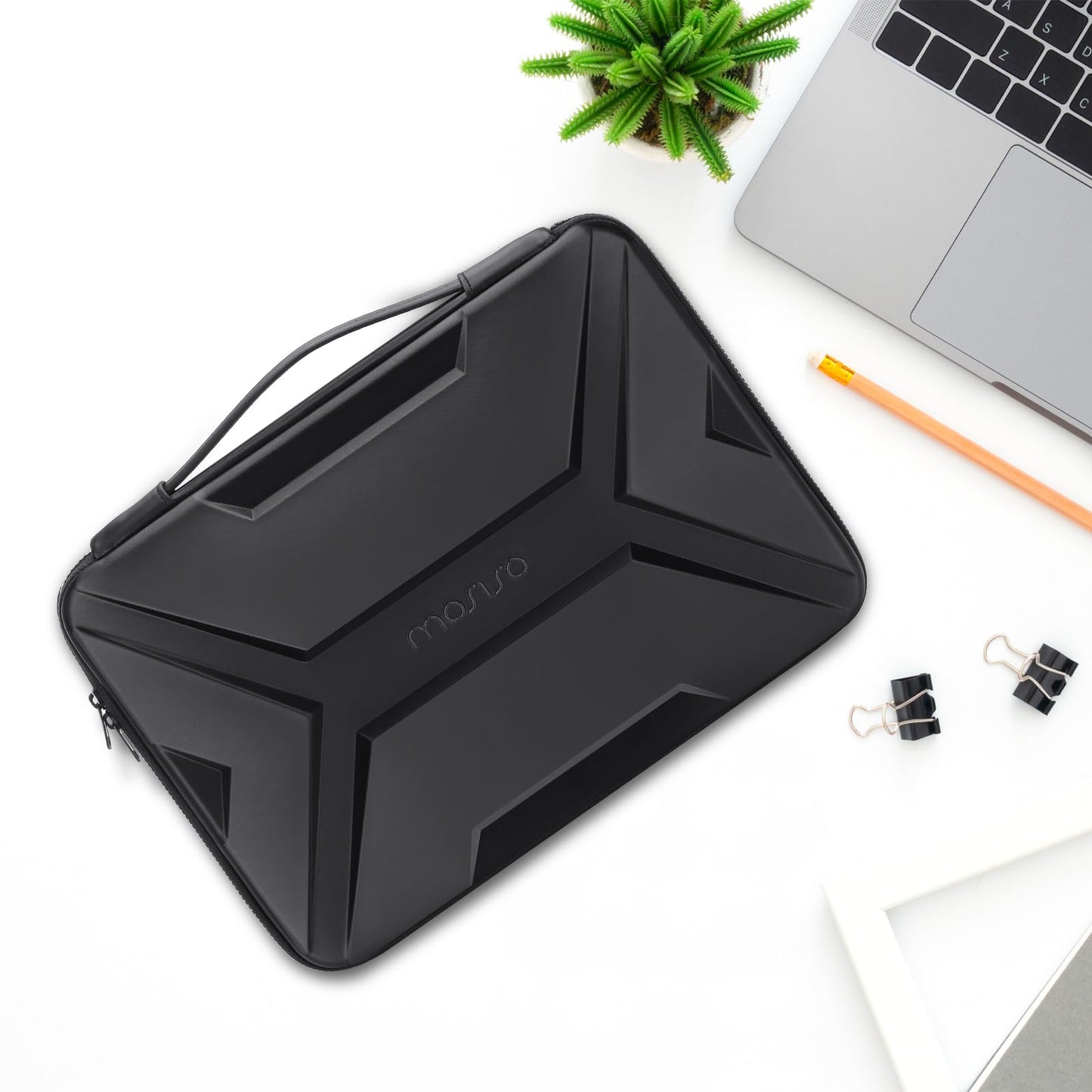 MOSISO 15-16 inch Laptop Hard Case, 15.6 inch Waterproof Shockproof Computer Bag Compatible with MacBook HP Dell,Artistic Geometric EVA Carrying Sleeve Laptop Case Hard Shell with Handle, Black