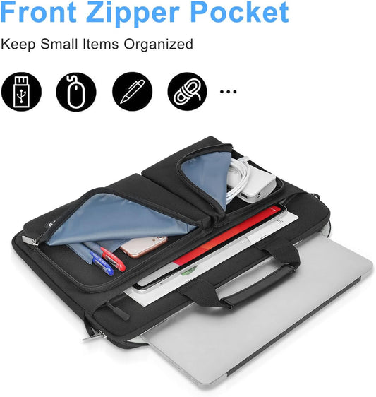 MOSISO 360 Protective Laptop Shoulder Messenger Bag 15.6 inch Compatible with MacBook, HP, Dell, Lenovo, Asus Notebook, Computer Bag with Front Hidden Horizontal&Left Small&Right Big Pockets, Black iMosiso