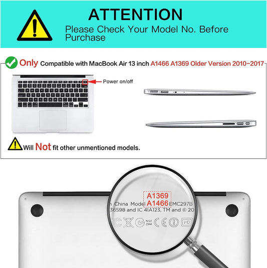 MOSISO Compatible with MacBook Air 13 inch Case (A1369 A1466, Older Version 2010-2017 Release), Plastic Hard Shell Case & Sleeve Bag & Keyboard Cover & Webcam Cover & Screen Protector, Honeydew Green iMosiso
