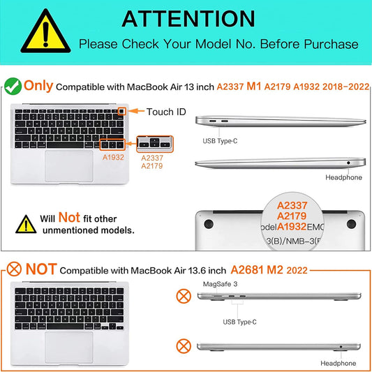 MOSISO Compatible with MacBook Air 13 inch Case 2022 2021 2020 2019 2018 Release A2337 M1 A2179 A1932 Retina Display Touch ID, Plastic Hard Shell&360 Protective Sleeve Bag&Keyboard Skin, Serenity Blue iMosiso