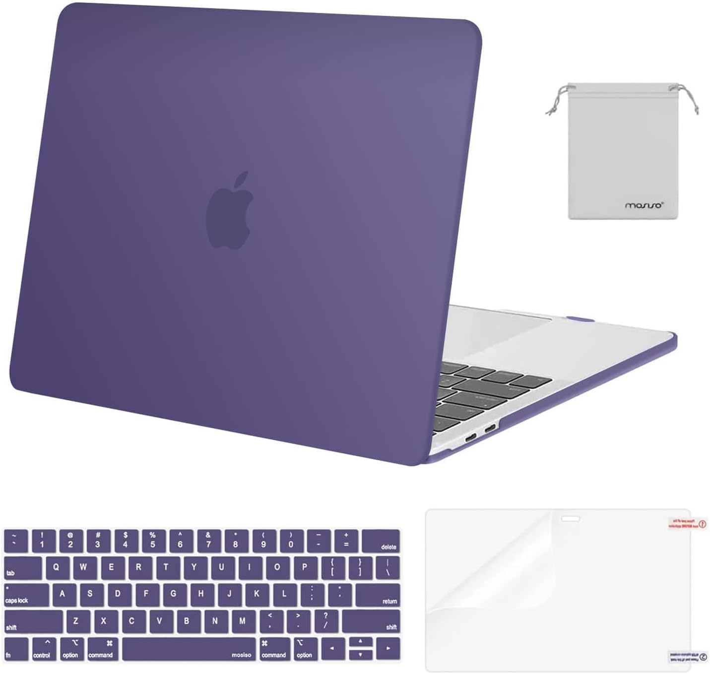 MOSISO Compatible with MacBook Pro 13 inch Case M2 2026 2025 2024 2023 2022-2016 A2338 M1 A2251 A2289 A2159 A1989 A1708 A1706,Plastic Hard Shell&Keyboard Cover&Screen Film&Storage Bag, Black