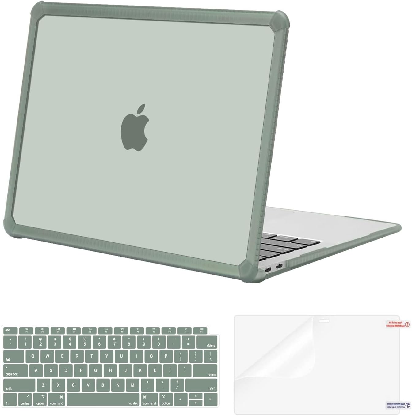 MOSISO Compatible with MacBook Air 13 inch Case 2022-2018 Release A2337 M1 A2179 A1932, Anti-Cracking Heavy Duty Plastic Hard Shell Case with TPU Bumper&Keyboard Cover&Screen Film