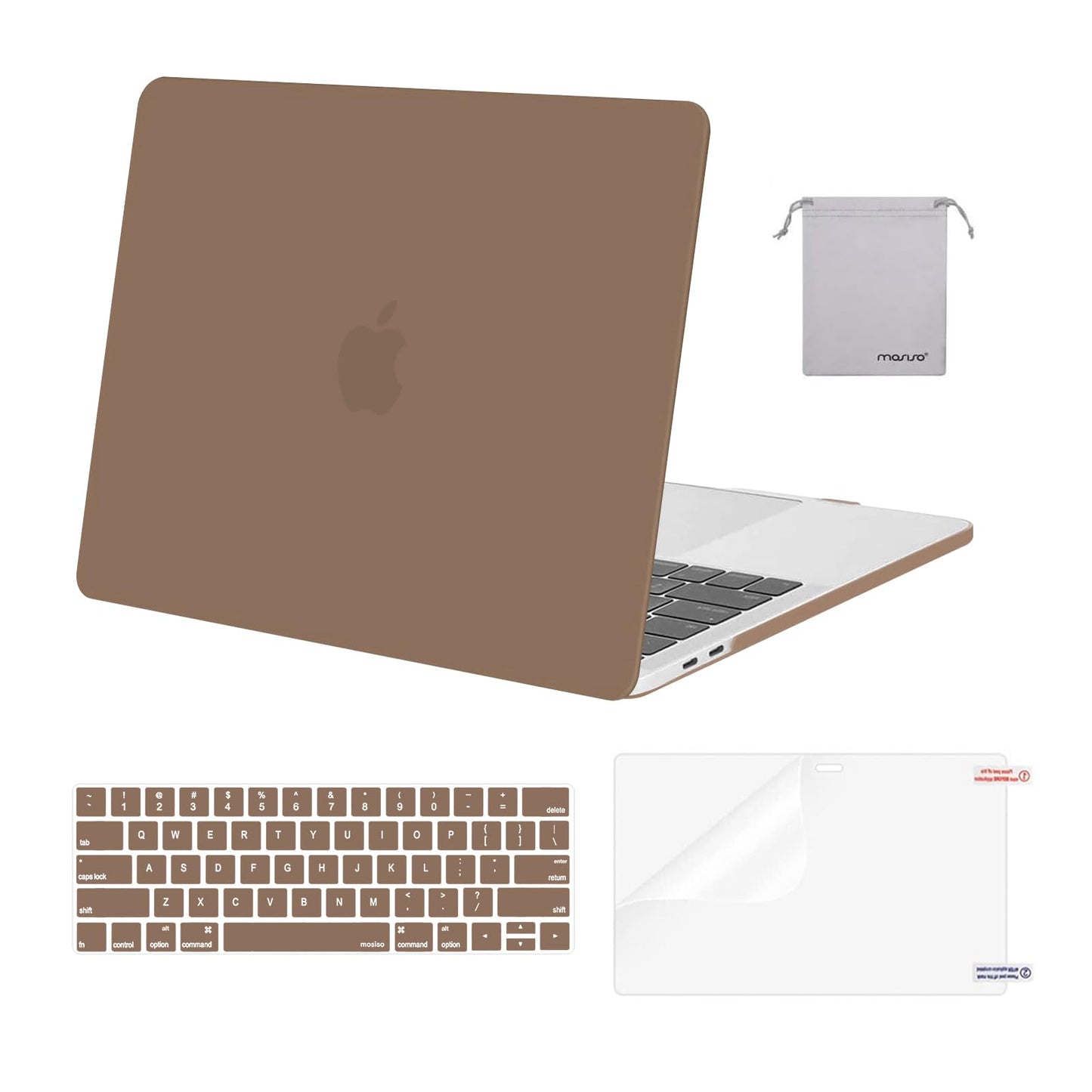 MOSISO Compatible with MacBook Pro 15 inch Case 2019 2018 2017 2016 Release A1990 A1707 with Touch Bar, Plastic Hard Shell Case & Keyboard Cover & Screen Protector & Storage Bag, Rose Quartz