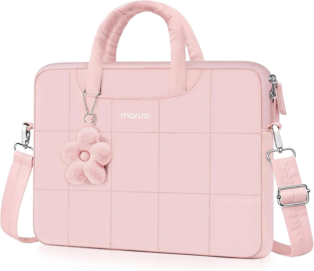 MOSISO Chic‑Rectangle‑Quilted‑Puffy‑Laptop‑Sleeve,Women‑13‑16‑Inch‑Fit,Fleece‑Lining & Branded‑Dual‑Metal‑Zippers
