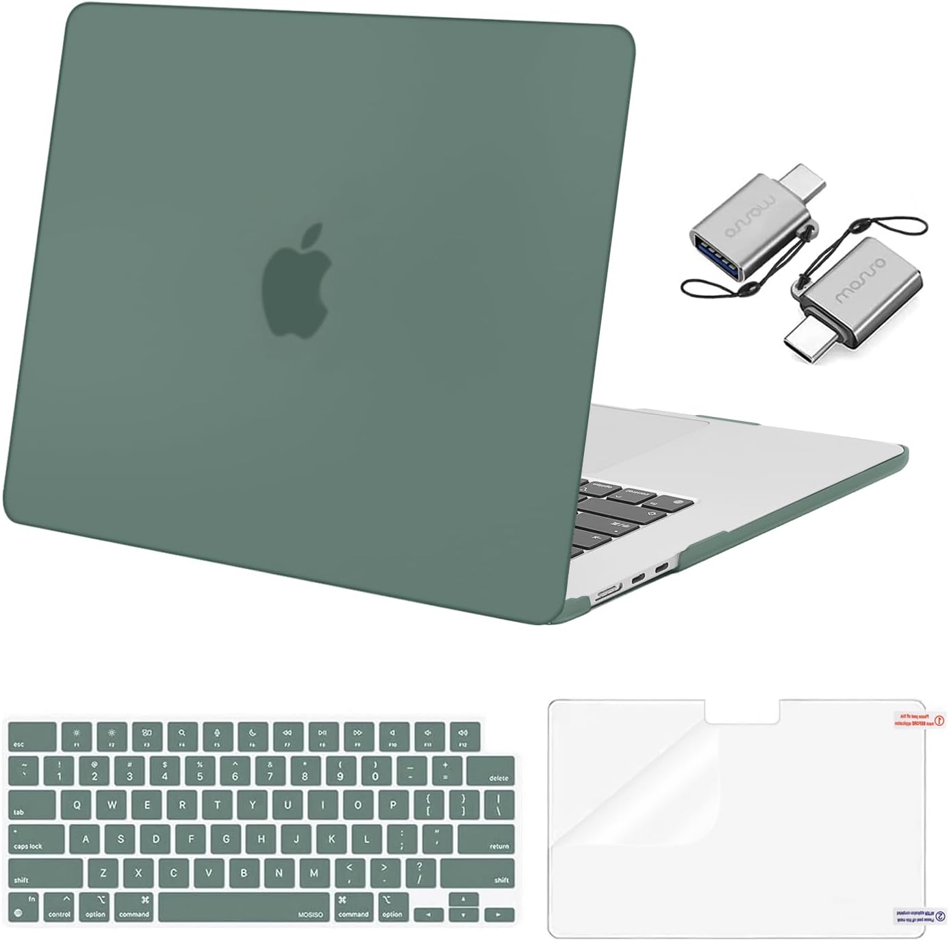 MOSISO Compatible with MacBook Air 15 inch Case M5 2026 M4 2025 M3 M2 2024 2023 A3448 A3241 A3114 A2941, Hard Shell&Keyboard Cover&Screen Film&Type C, Great for Study Travel Work, Crystal Clear