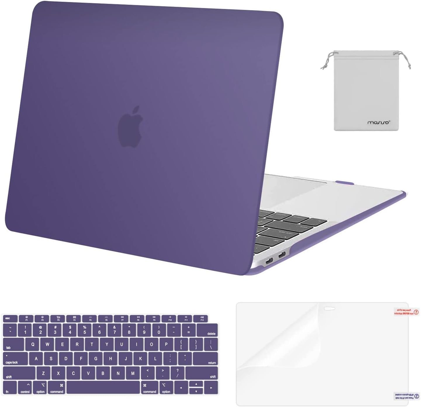 MOSISO Compatible with MacBook Air 13 inch Case M1 Chip 2021-2018 Release A2337 A2179 A1932, Plastic Hard Shell&Keyboard Cover&Screen Film&Storage Bag for MacBook Air 13.3 inch Case, Crystal Midnight