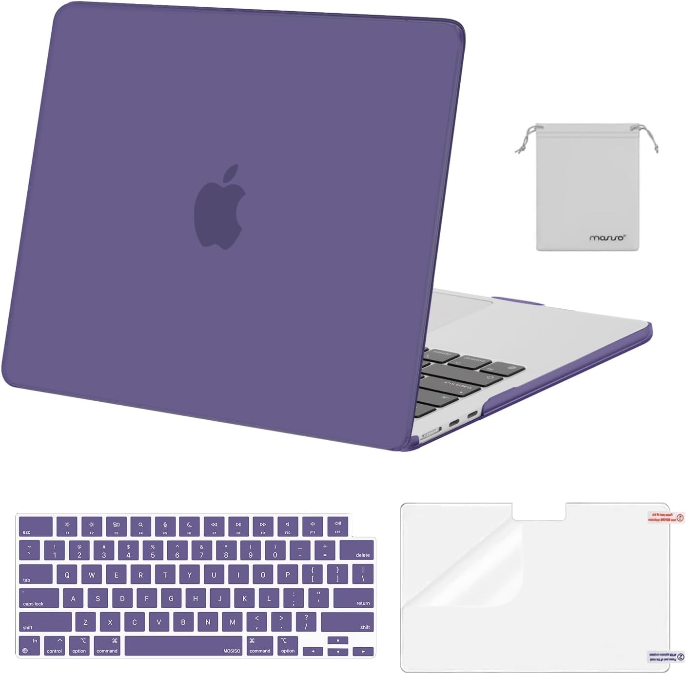 MOSISO Compatible with MacBook Air 13 inch Case M5 2026 M4 2025 M3 M2 2024-2022 A3449 A3240 A3113 A2681,Hard Shell&Keyboard Cover&Screen Film&Pouch for MacBook Air 13.6 inch Case, Crystal Clear