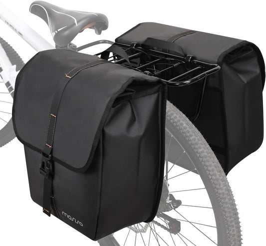MOSISO 20L Bike Panniers, 2 Pack Waterproof Panniers Bike Bag, Large Capacity Flap Bicycle Rear Rack Seat Luggage Storage Trunk Bag for Road Mountain Cycling Traveling Commuting, Black