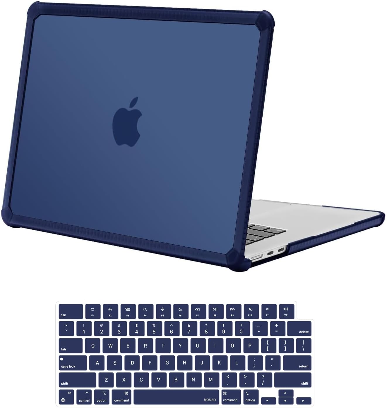 MOSISO Shock-Absorbing Hard Case Compatible with MacBook Air 15 inch M5 2026 M4 M3 M2 2025-2023 A3448 A3241 A3114 A2941,Anti-Cracking Heavy Duty Hard Shell with TPU Bumper&Keyboard Cover