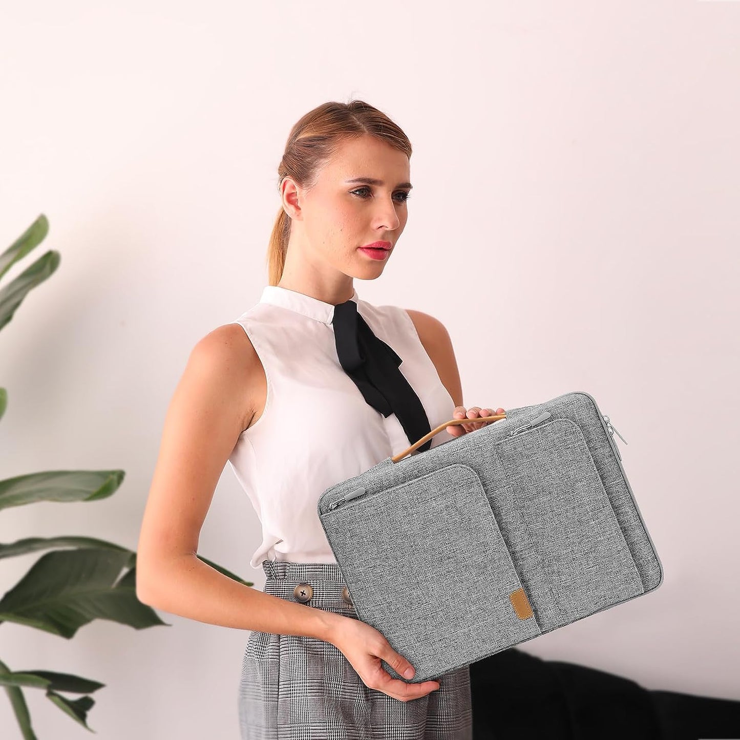 MOSISO 360 Protective Laptop Sleeve Compatible with MacBook Air/Pro, 13-13.3 inch Notebook,Compatible with MacBook Pro 14 inch 2023-2021 M2 M1, Side Open Bag with 2 Accessory Pockets&Handle&Belt, Gray iMosiso