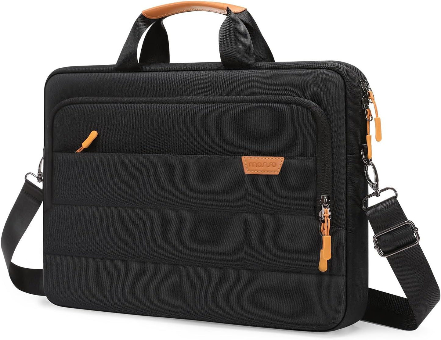 MOSISO Laptop Bag for Men, Computer Bags, Laptop Briefcase Bag with Trolley Sleeve&Front Rectangle&Horizontal Pockets
