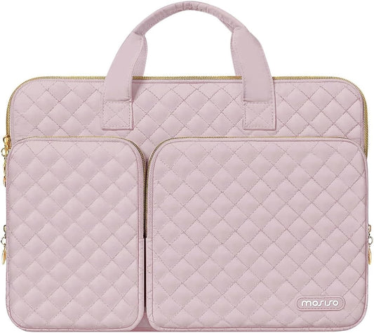 MOSISO 360 Protective Laptop Case 13-16 inch,13 13.3 14 16 inch Laptop Sleeve Compatible with MacBook Pro 16 M5 M4 M3 M2 M1 HP Acer Dell Lenovo,Square Quilted Bag Cover with 2 Pockets&Handle&Belt,Antique Green