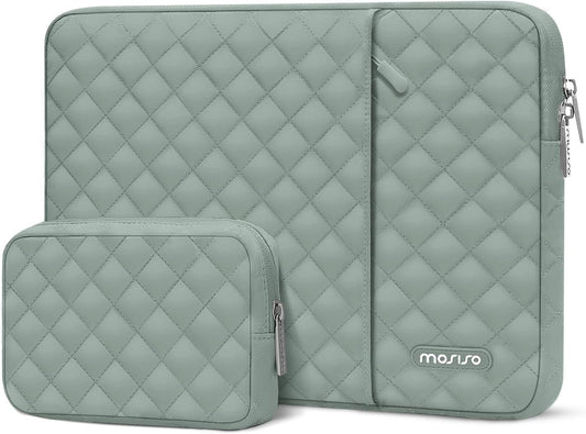 MOSISO Laptop Case 13-16inch, 13 13.3 14 15 16 inch Laptop Sleeve Compatible with MacBook Air/Pro 13 / Pro 14, HP Dell Acer ASUS Lenovo,Square Quilted Vertical Computer Bag with Pocket&Small Case