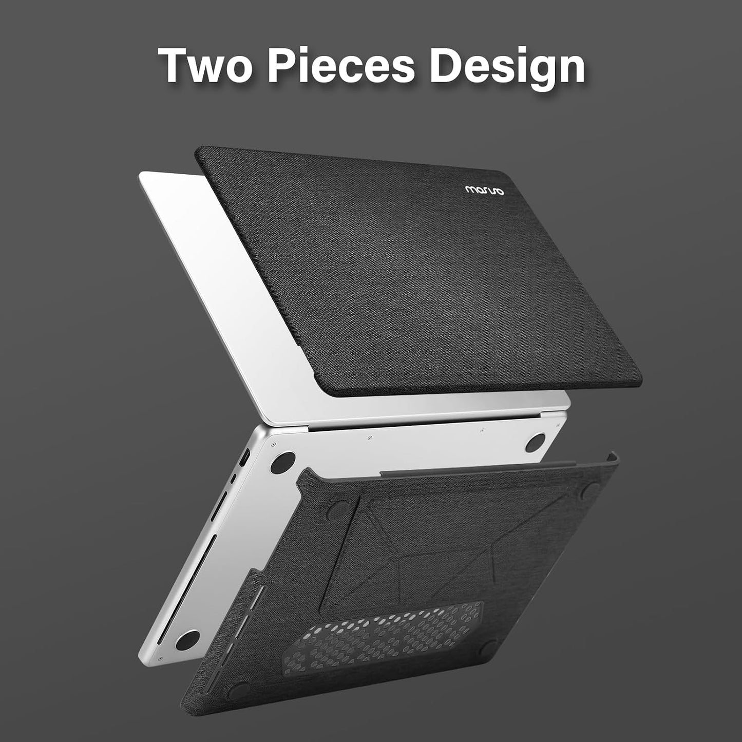 MOSISO Compatible with MacBook Pro 14 inch Case M5 2026 M4 M3 M2 M1 2025-2021 A3427 A3426 A3434 A3112 A3185 A3401 A2918 A2992 A2779 A2442, Knit Fabric Coated Hard Case with Fold Kickstand, Black