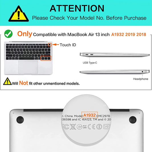 MOSISO Keyboard Cover Compatible with MacBook Air 13 inch 2019 2018 Release A1932 with Retina Display & Touch ID, Waterproof Dust-Proof Protective Silicone Skin, Mac OS X Shortcut, Gray