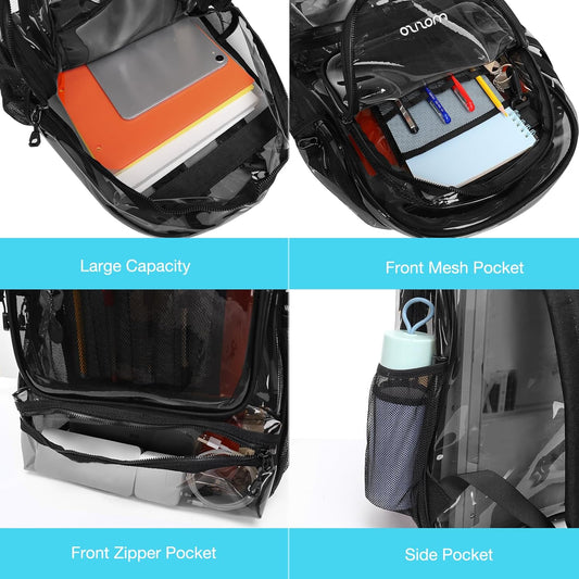 MOSISO 15.6-16 inch Travel Laptop Backpack, Waterproof Stylish Large Capacity Casual Daypack Bag for Business, Fashion TPU Transparent Computer Bag with Reinforced Strap, Black iMosiso