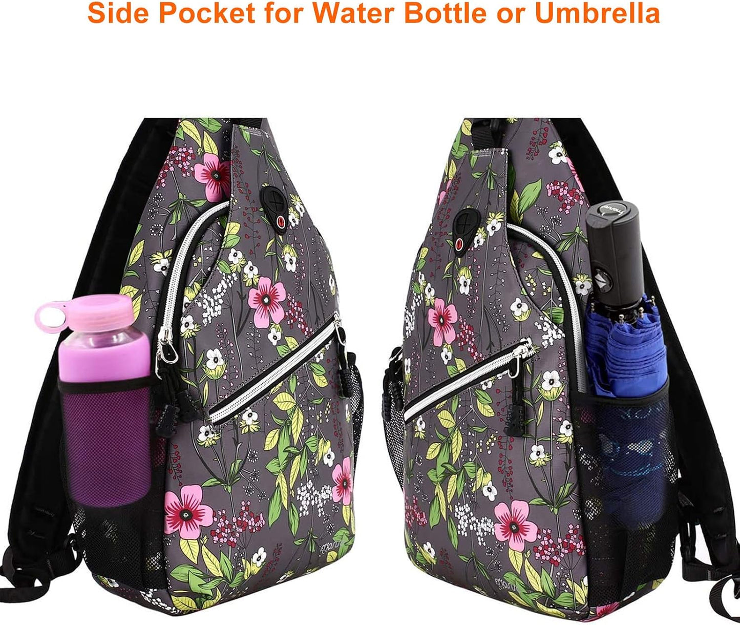 MOSISO Sling Backpack,Travel Hiking Daypack Periwinkle Crossbody Shoulder Bag, Gray