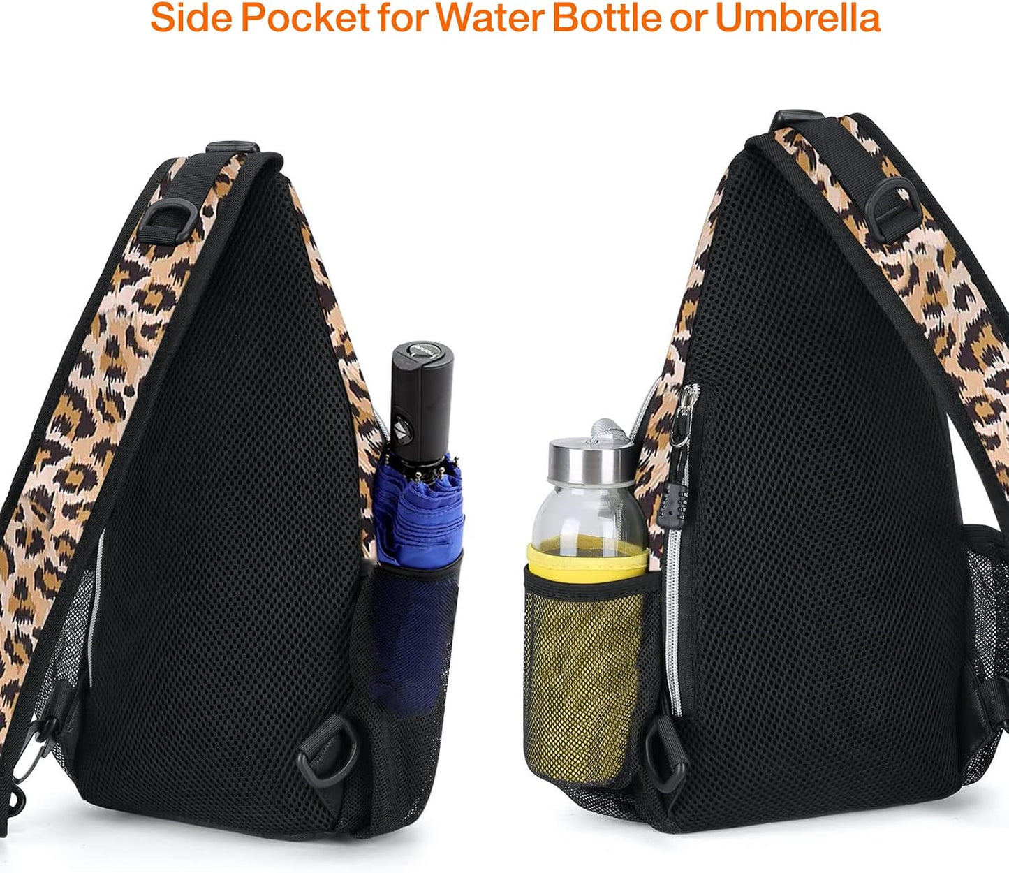 MOSISO Mini Sling Backpack,Small Hiking Daypack Pattern Travel Outdoor Sports Bag, Leopard Print