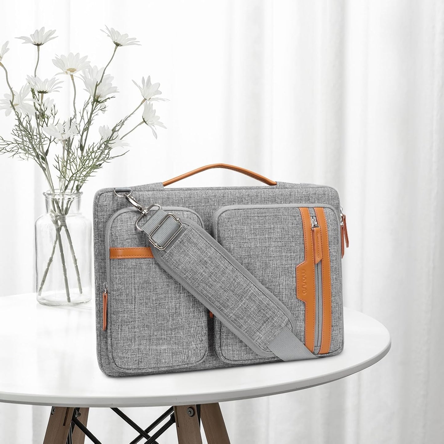 MOSISO 360 Protective Laptop Bag, 13-15.6 inch Computer Bag Compatible with MacBook Pro 14/16, HP, Dell, Asus Notebook, Side Open Sleeve with 2 Rectangle Zipper Pockets&Extendable Handle, Gray iMosiso