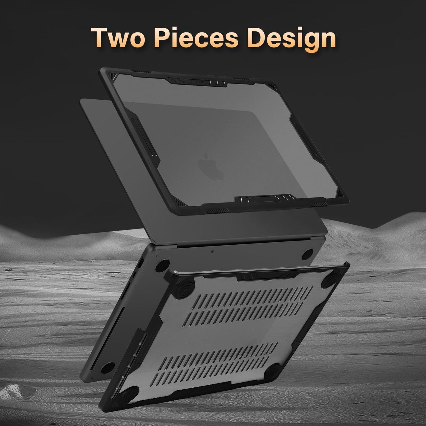 MOSISO Compatible with MacBook Pro 14 inch Case 2025-2021 M4 M3 M2 M1 A3112 A3185 A3401 A2918 A2992 A2779 A2442, Symmetric Geometric Heavy Duty TPU Bumper Hard Shell&Keyboard Cover&Type C, Black