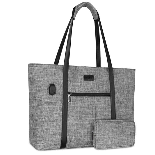 MOSISO USB Port Laptop Tote Bag for Women,Compatible with MacBook, 15-17.3 inch Notebook and Chromebook, Work Travel Business Computer Bag with Small Purse, Black iMosiso