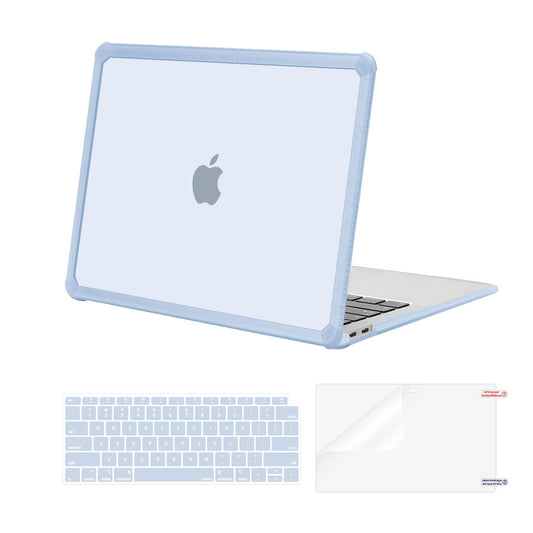 MOSISO Compatible with MacBook Air 13 inch Case 2022-2018 Release A2337 M1 A2179 A1932, Anti-Cracking Heavy Duty Plastic Hard Shell Case with TPU Bumper&Keyboard Cover&Screen Film, Pink