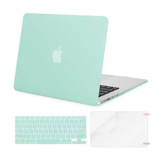 MOSISO Plastic Hard Shell Case & Keyboard Cover Skin & Screen Protector Only Compatible with MacBook Air 11 inch (Models: A1370 & A1465), Rose Quartz