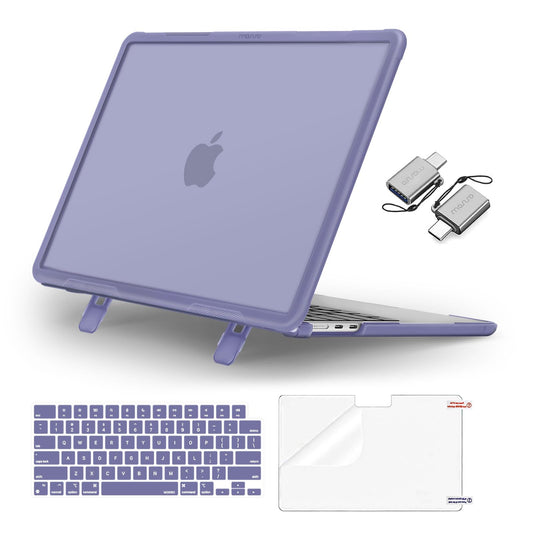 MOSISO Compatible with MacBook Air 13 inch Case 2025 2024 2023 2022 M4 A3240 M3 A3113 M2 A2681, Heavy Duty Hard Case with Kickstand&Keyboard Cover&Screen Film&Type C for MacBook Air 13.6, Pink