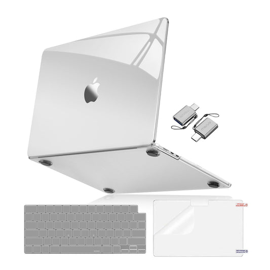 MOSISO Compatible with MacBook Air 15 inch Case 2025 2024 2023 Release M4 A3241 M3 A3114 M2 A2941, Surpass Natural Beauty Plastic Hard Shell Case&Keyboard Cover&Screen Film&Type C, Crystal Black