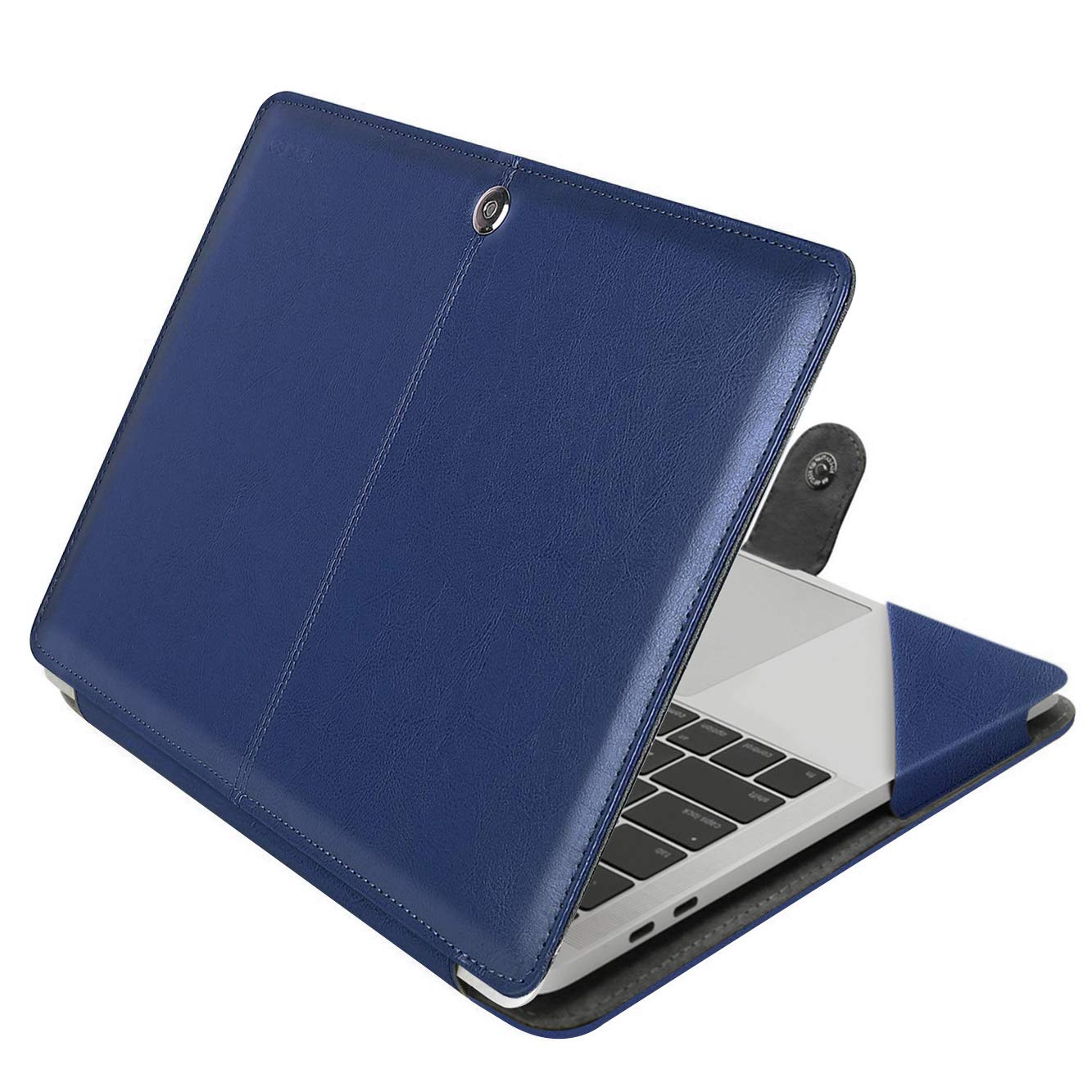MOSISO Case Compatible with MacBook Air 13.6 inch M4 M3 M2 2025-2022 /Air 13 M1 2022-2018 /Pro 13 inch M2 M1 2025-2016, PU Leather Portfolio Protective Stand Cover, Serenity Blue