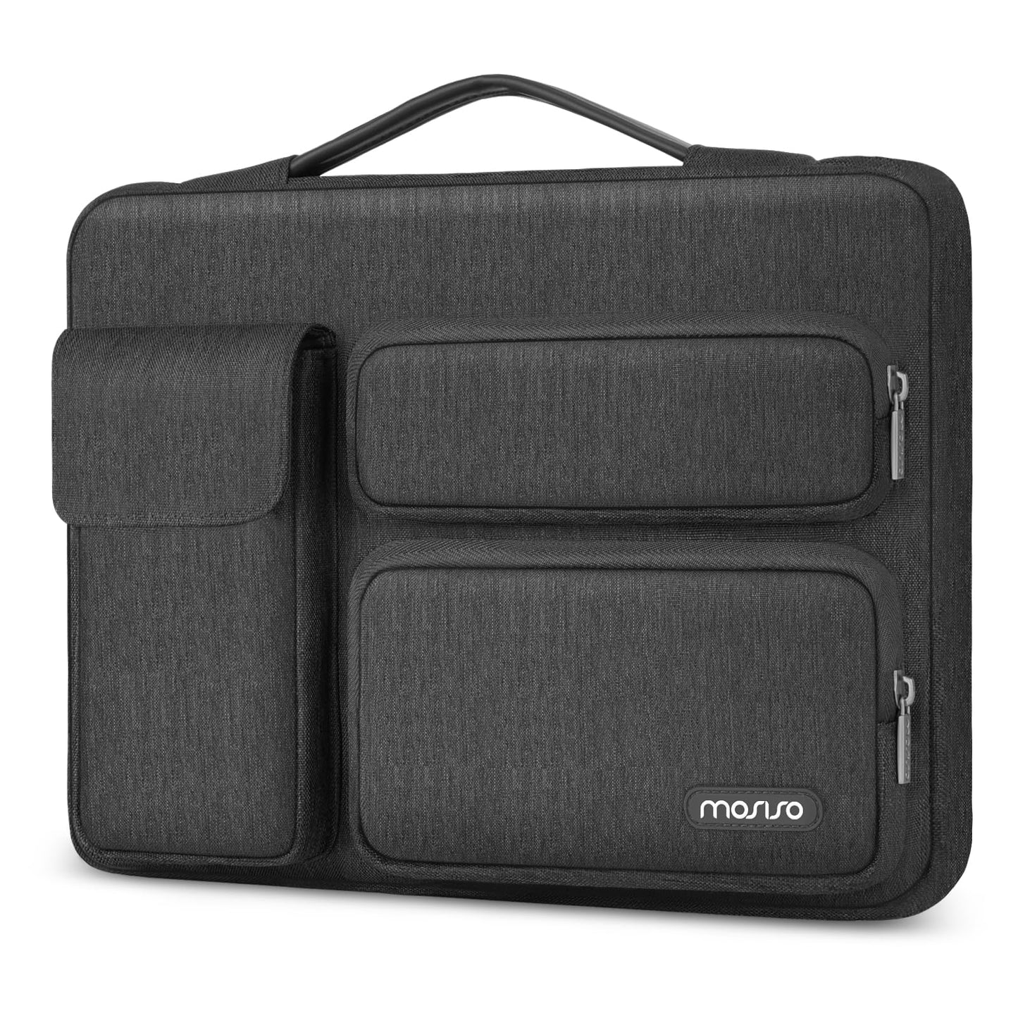 MOSISO 360 Protective Laptop Case 13.3 inch, 13-13.3 inch Laptop Sleeve Compatible with MacBook Air/Pro 13 / Pro 14, HP Dell ASUS Lenovo,Side Open Bag with 2 Raised&1 Flapover Pockets