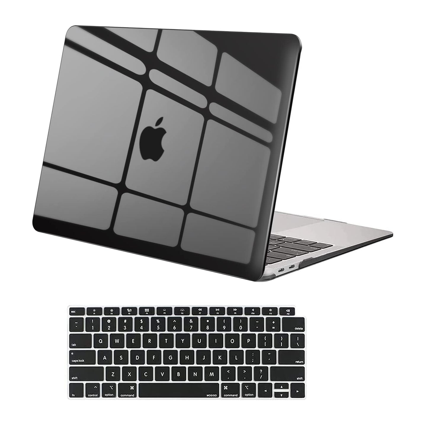 MOSISO Compatible with MacBook Air 13 inch Case 2022 2021 2020 2019 2018 Release A2337 M1 A2179 A1932 Touch ID, Plastic Hard Shell Cover&Keyboard Cover for MacBook Air 13.3 inch Case, Black