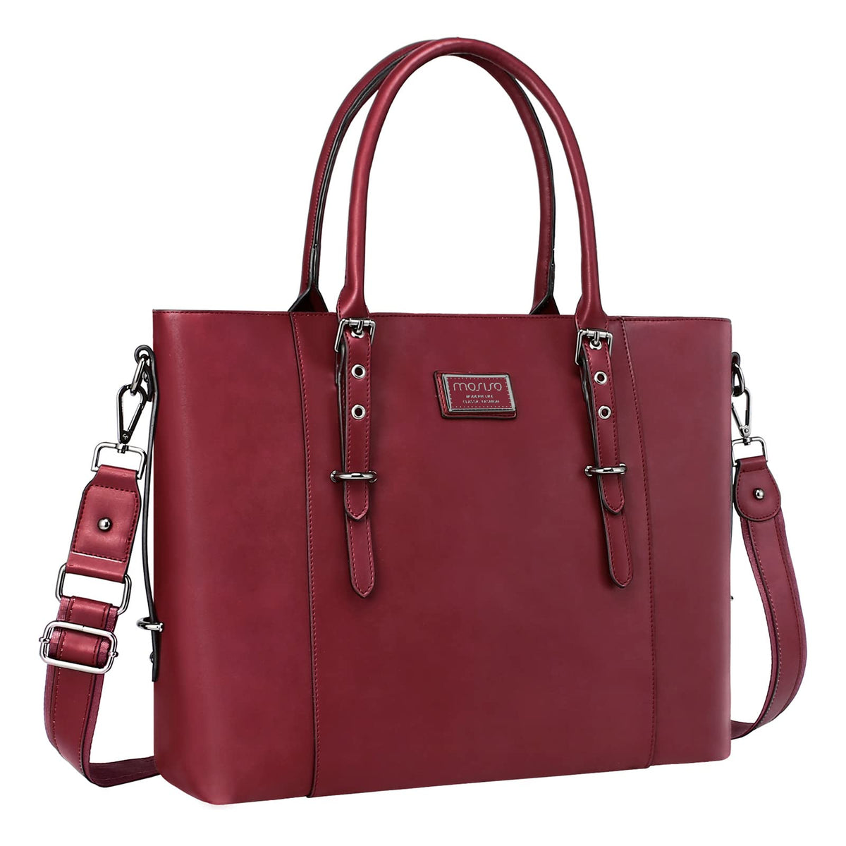 MOSISO Women Vintage Waterproof PU Leather Laptop Tote Bag, Fits 13.3/15.6/17.3 Inch, Large Capacity Business Work Shoulder Briefcase