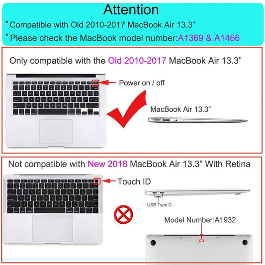MOSISO Plastic Hard Shell Case Cover Only Compatible MacBook Air 13 Inch (Models: A1369 & A1466, Older Version 2010-2017 Release)