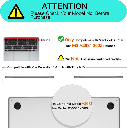 MOSISO Compatible with MacBook Air 13.6 inch Case 2022 2023 Release A2681 with M2 Chip & Touch ID, Sparkly Glitter Plastic Hard Shell Case&Keyboard Cover&Screen Protector&Storage Bag, Transparent iMosiso