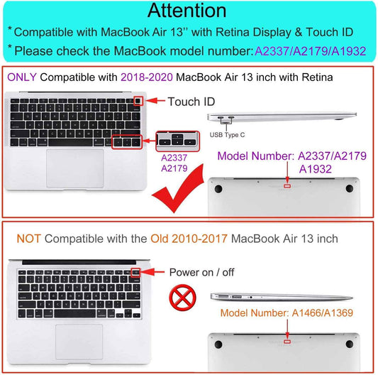 MOSISO MacBook Air 13 inch Case 2020 2019 2018 Release A2337 M1 A2179, Plastic Hard Shell&Keyboard Cover&Screen Protector&Storage Bag Compatible with MacBook Air 13 inch Retina