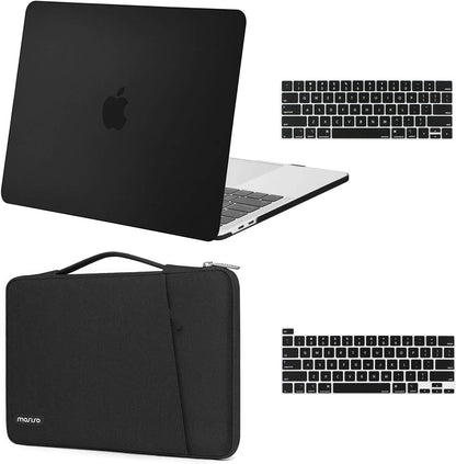 MOSISO Compatible with MacBook Pro 13 inch Case M2 2023, 2022, 2021-2016 A2338 M1 A2251 A2289 A2159 A1989 A1708 A1706, Plastic Hard Case & 360 Protective Sleeve Bag & Keyboard Skin, Black iMosiso