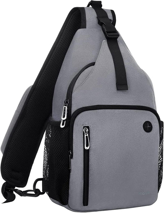 MOSISO Sling Backpack Bag, Crossbody Shoulder Bag Travel Hiking Daypack Chest Bag with Front Square Pocket&USB Charging Port,Gray iMosiso