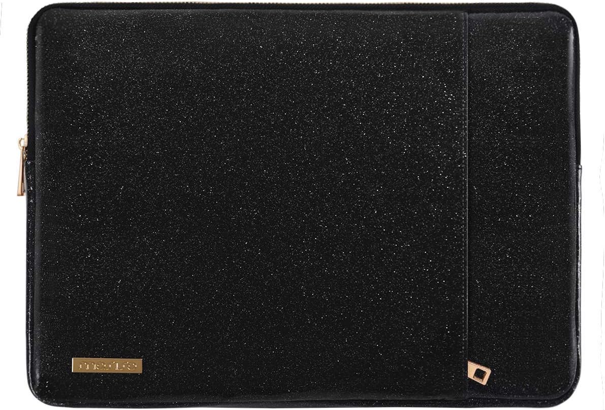 MOSISO Laptop Sleeve Compatible with MacBook Air/Pro,13-13.3 inch Notebook,Compatible with MacBook Pro 14 inch 2023-2021 M2 A2779 A2442 M1, PU Leather Vertical Padded Bag Waterproof Case, Black iMosiso