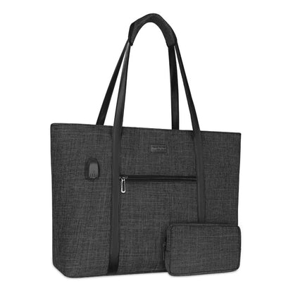 MOSISO USB Port Women’s Laptop Tote Bag, Large Work Bag with Matching Small Purse Fits 17–17.3 Inch MacBook & Chromebook Notebooks