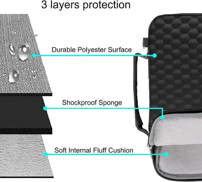 MOSISO Laptop Sleeve Compatible with MacBook Air 15 inch M2 A2941/Pro 16 M3 A2991 M2 A2780 M1 A2485 A2141 2013-2019, 15-15.6 inch Notebook, Hexagon Vertical Bag with Small Case&Side Handle&Belt, Black iMosiso