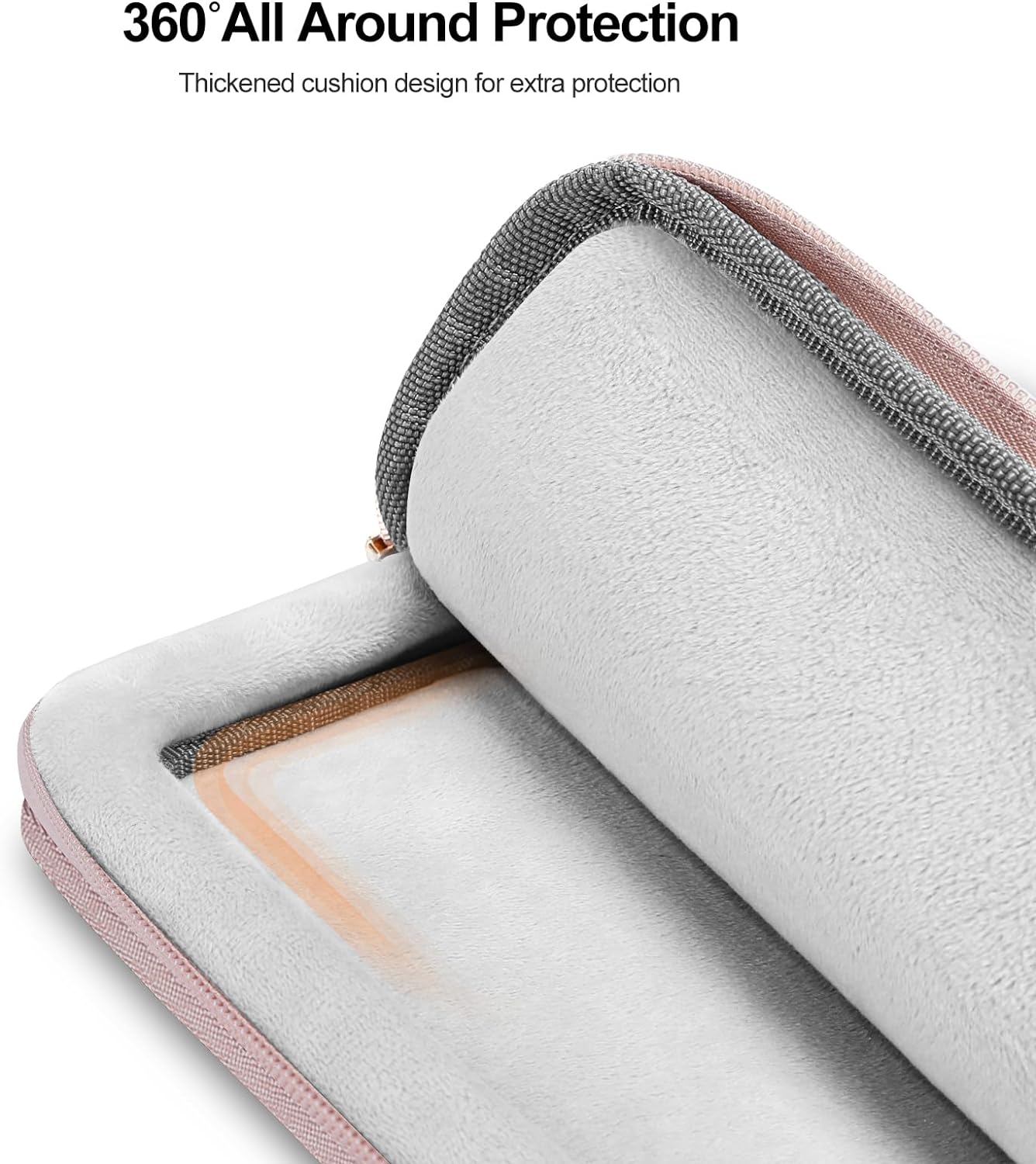 MOSISO 13-14 inch 360 Protective Laptop Sleeve Compatible with MacBook Air/Pro, 13-13.3 inch Notebook, Compatible with MacBook Pro 14, Rectangle Quilted Bag with Handle&Pocket&Small Case&Belt, Pink iMosiso