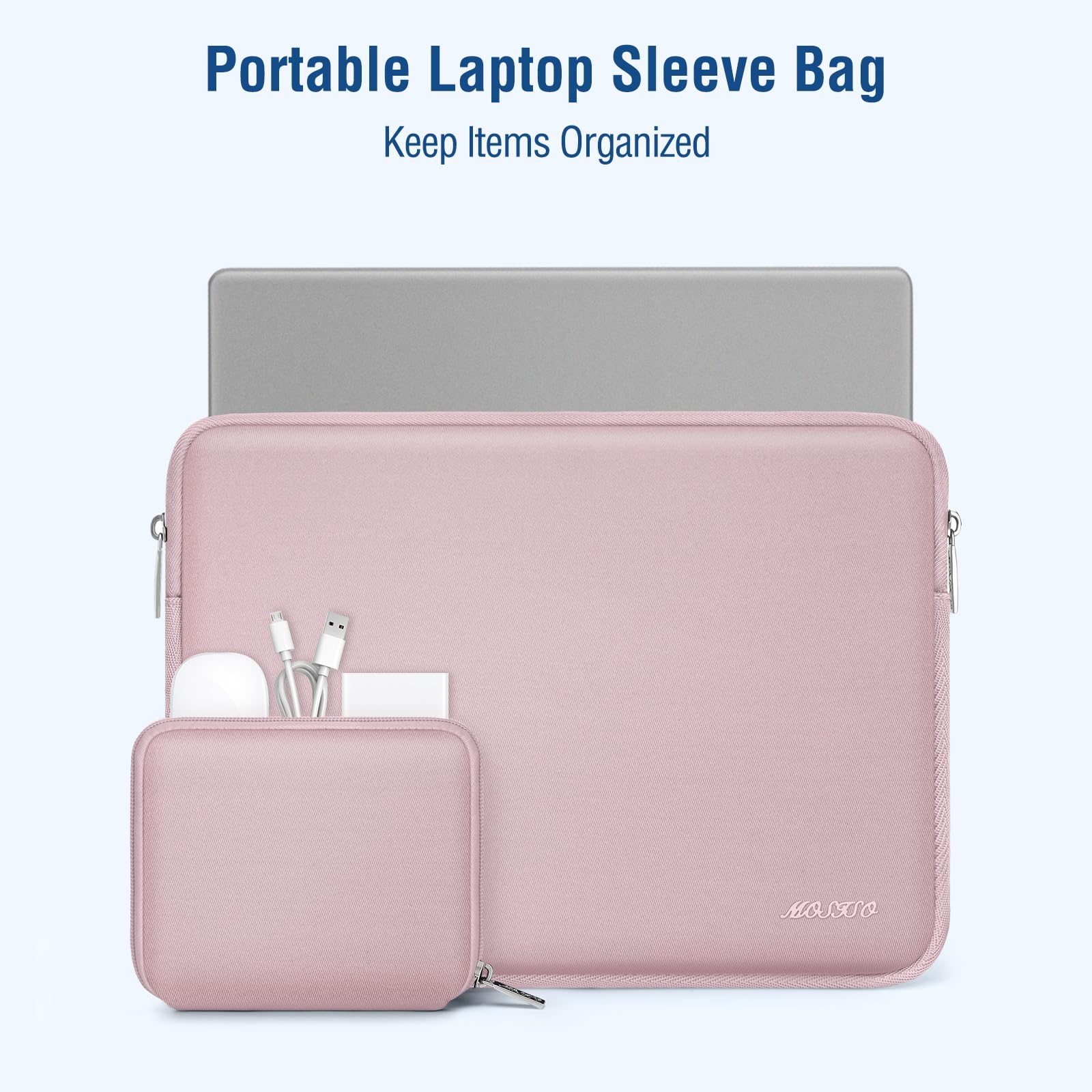 MOSISO 12.9 inch Tablet Sleeve Case for iPad Pro 13 M4 & iPad Air 13 M3 M2, iPad Pro 12.9 M2 M1 6/5th with Magic Keyboard&Smart Keyboard Folio, Neoprene Carrying Bag with Small Case, Pink