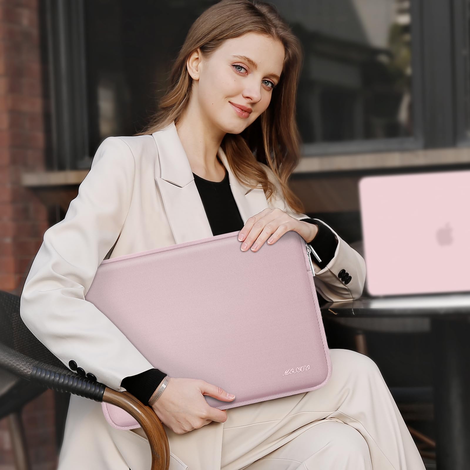 MOSISO 12.9 inch Tablet Sleeve Case for iPad Pro 13 M4 & iPad Air 13 M3 M2, iPad Pro 12.9 M2 M1 6/5th with Magic Keyboard&Smart Keyboard Folio, Neoprene Carrying Bag with Small Case, Pink