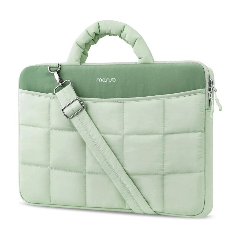 MOSISO Ultra Light Quilted Puffy Laptop Bag, 13.3-15.6 Inch Fit, 360 Reinforced Edge, Handle, Detachable Strap & Rear Trolley Sleeve