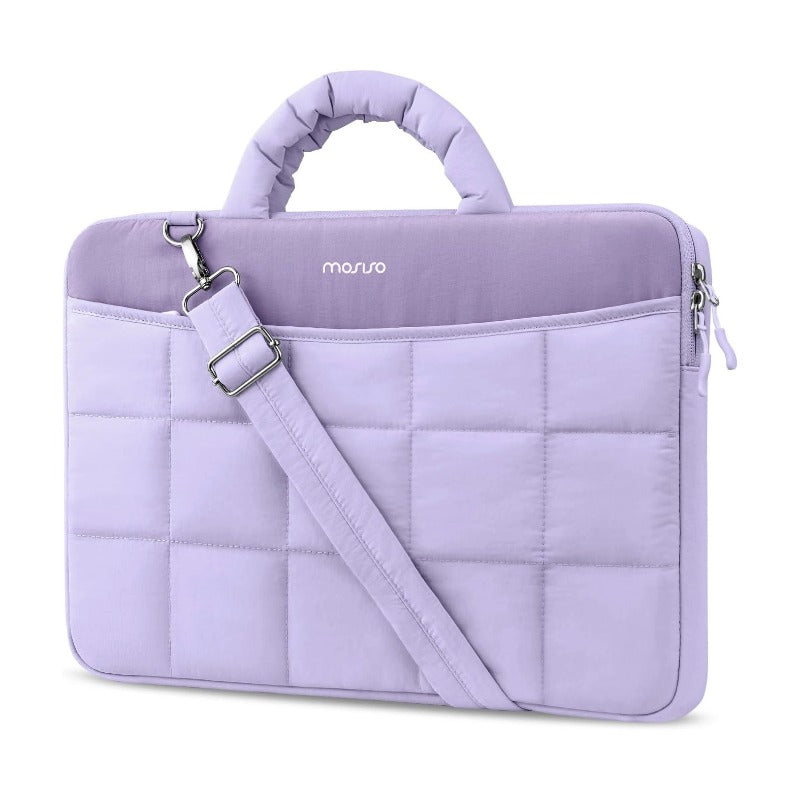 MOSISO Ultra Light Quilted Puffy Laptop Bag, 13.3-15.6 Inch Fit, 360 Reinforced Edge, Handle, Detachable Strap & Rear Trolley Sleeve