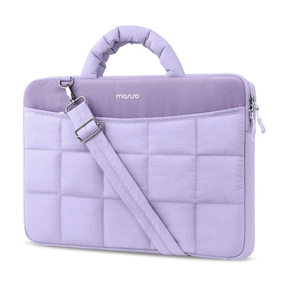 MOSISO Ultra Light Quilted Puffy Laptop Bag, 13.3-15.6 Inch Fit, 360 Reinforced Edge, Handle, Detachable Strap & Rear Trolley Sleeve